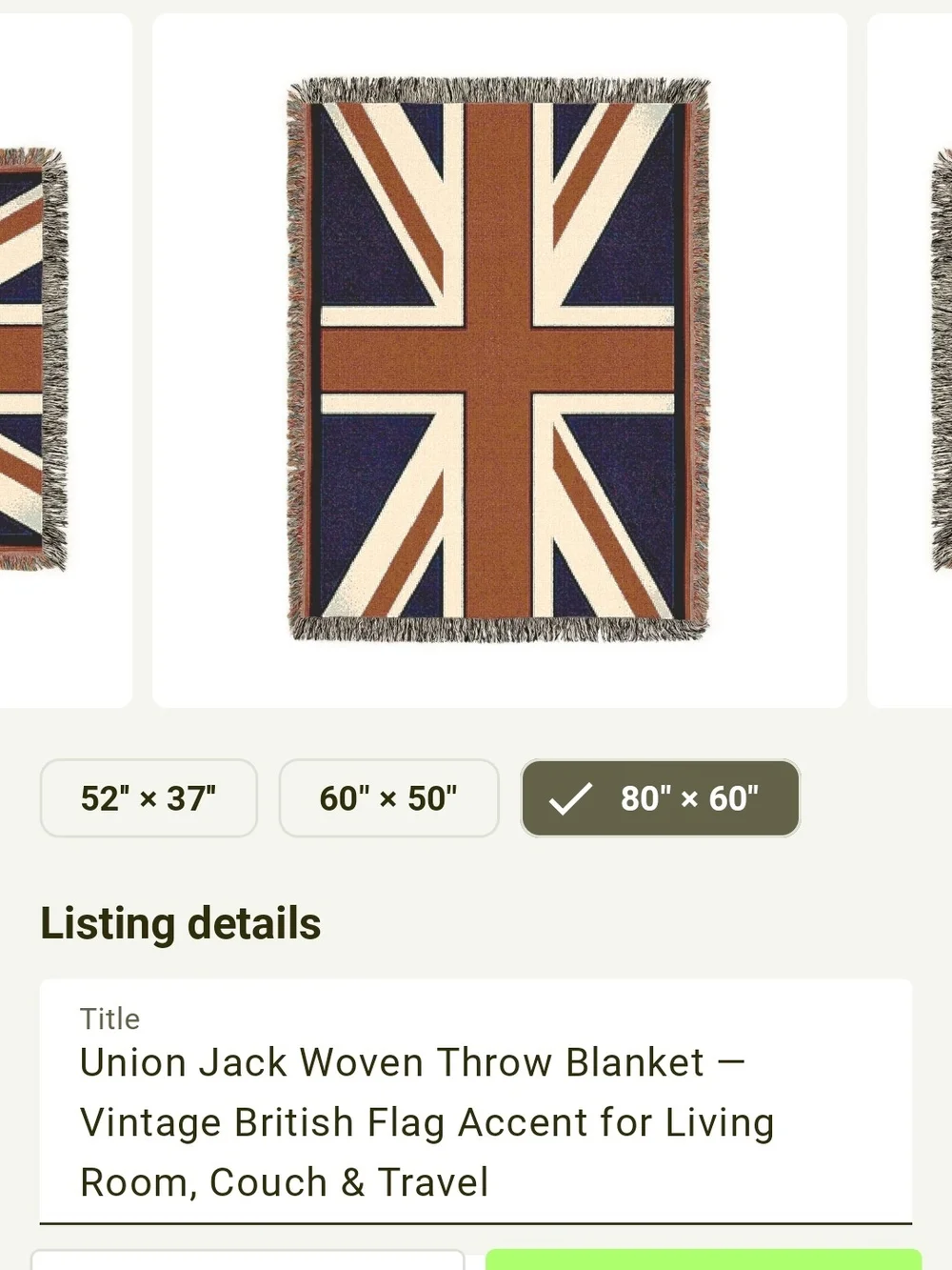 NWT Union Jack Brittish Flag Inspired Woven Tapestry Style Throw Blanket